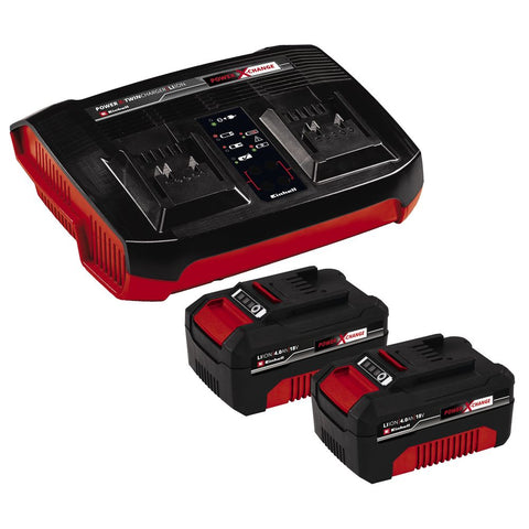 EINHELL Accessory 4.0 Ah &amp; Twincharger Kit (2x4.0 Ah baterije + Twincharger) Power X-Change 2x 18V