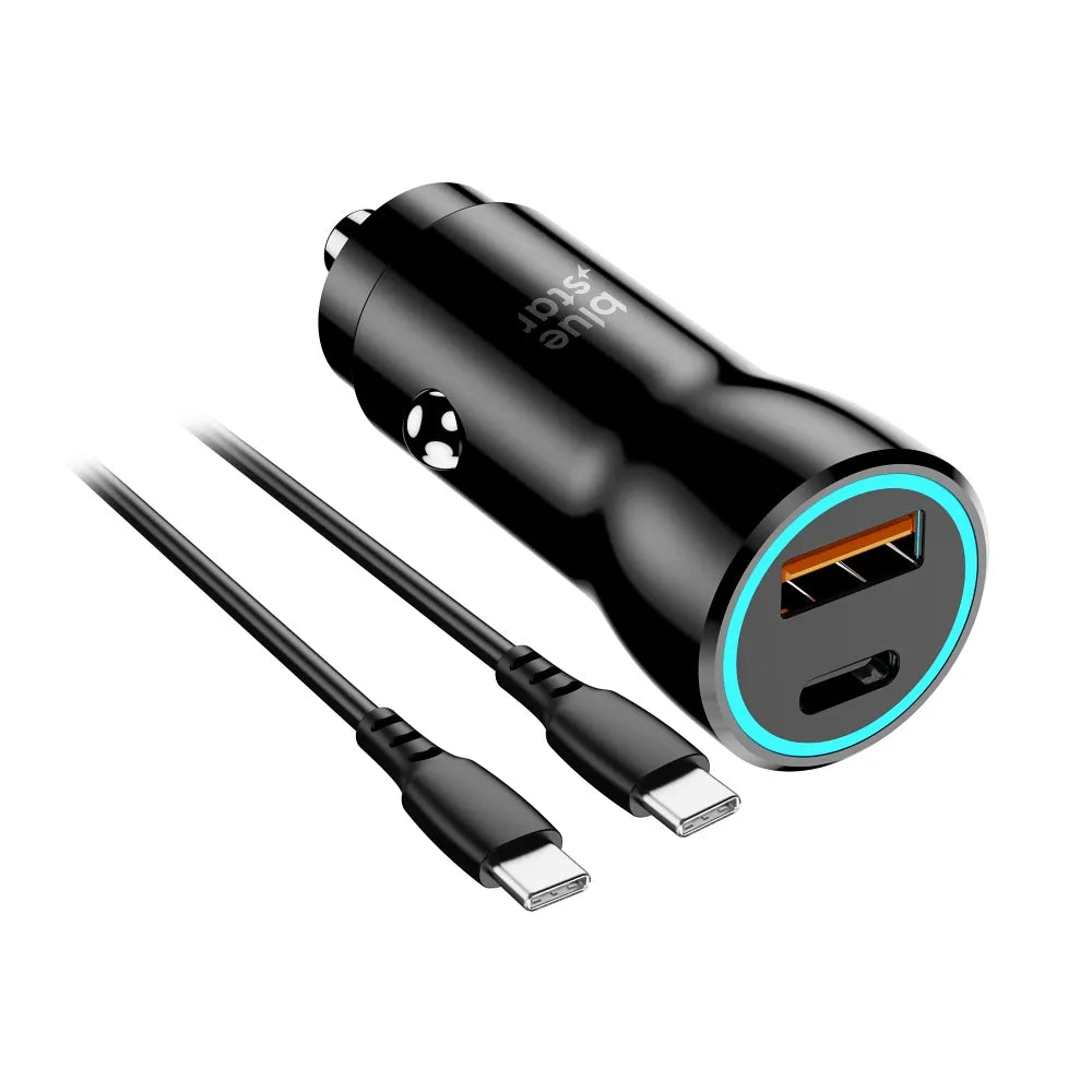 Auto punjač Blue Star 30 W (PD, QC 3.0, AFC) s USB C konektorom i USB CC 60 W kabelom