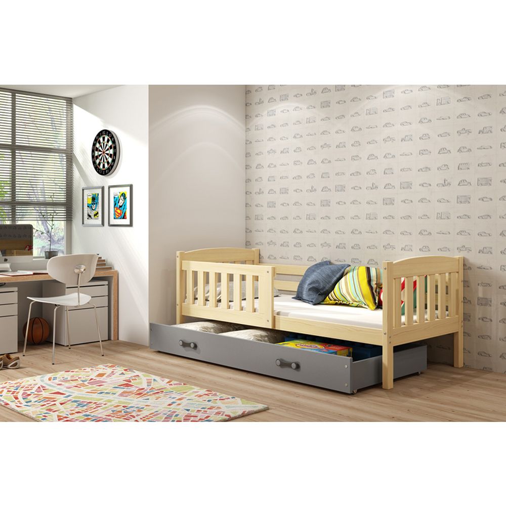 Krevet BMS Kubus + ladica 200x90 cm, PINE grafit