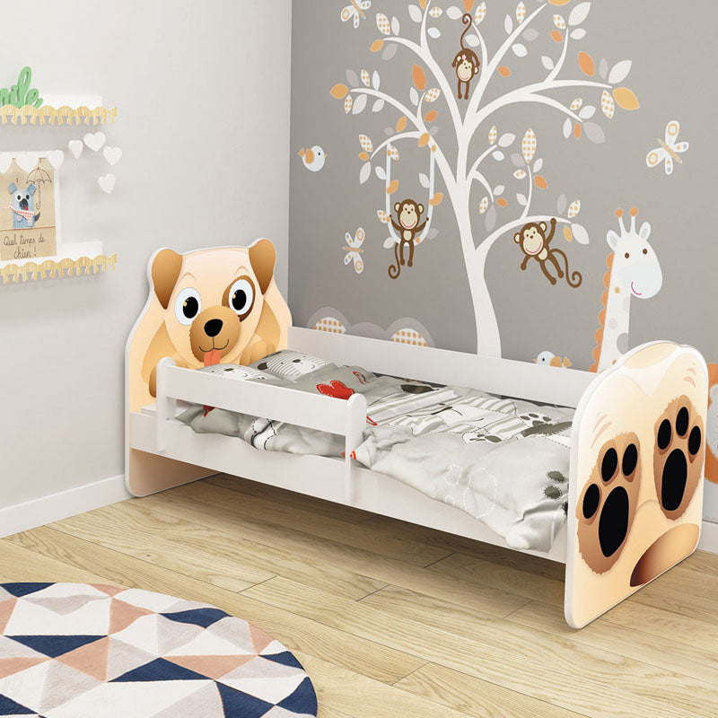 Dječji krevet ACMA Animals, bočna bijela 160x80 cm 04 Pas