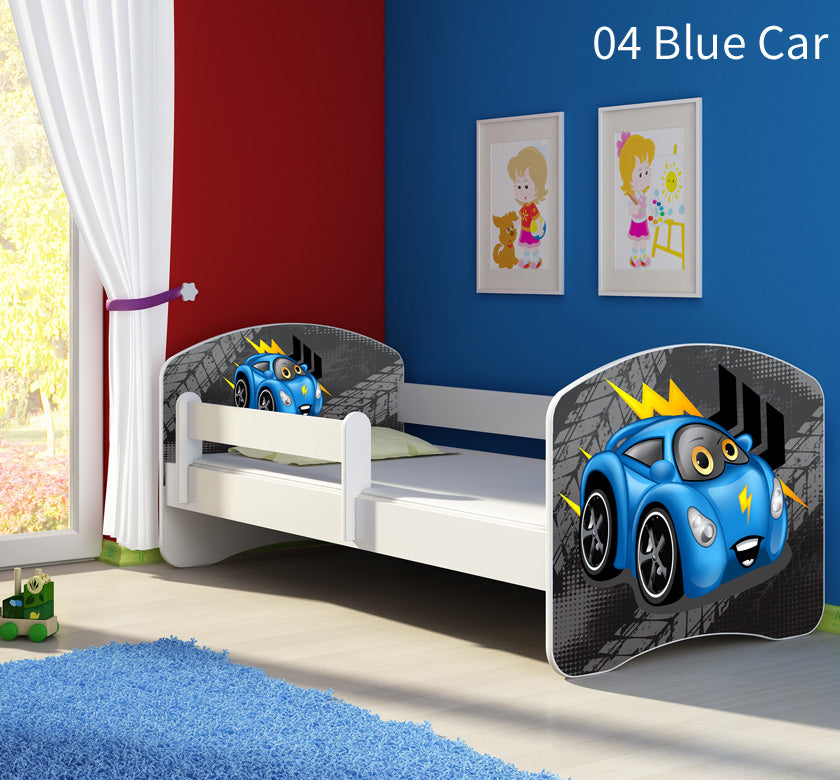 Dječji krevet ACMA s motivom, bočna bijela 160x80 cm 04 Blue Car