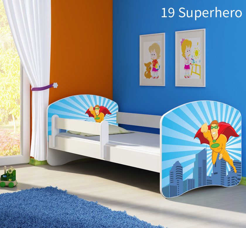 Dječji krevet ACMA s motivom, bočna bijela 180x80 cm 19 Superhero