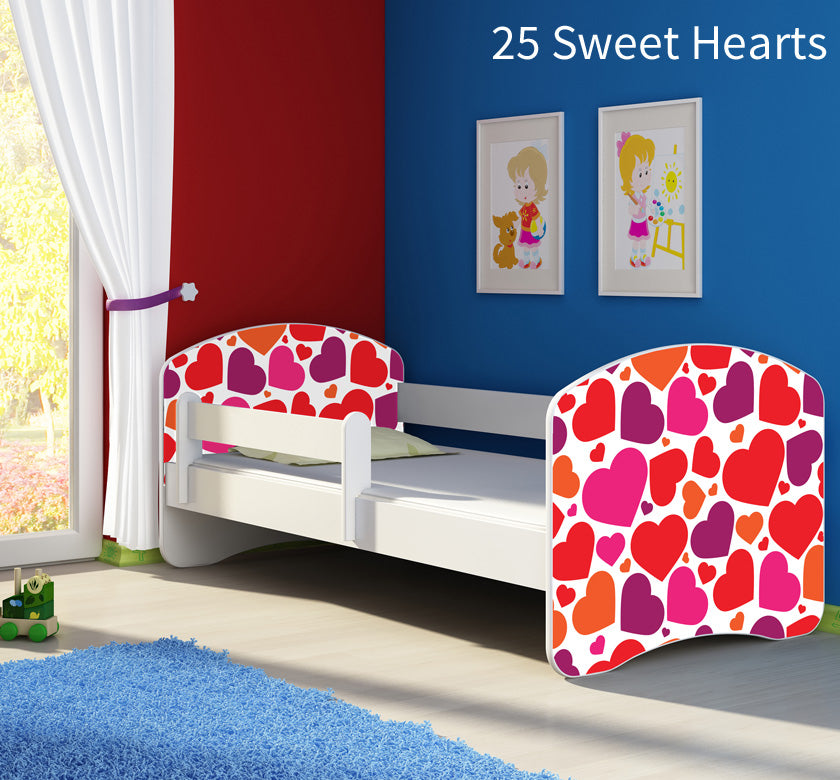 Dječji krevet ACMA s motivom, bočna bijela 160x80 cm 25 Sweet hearts