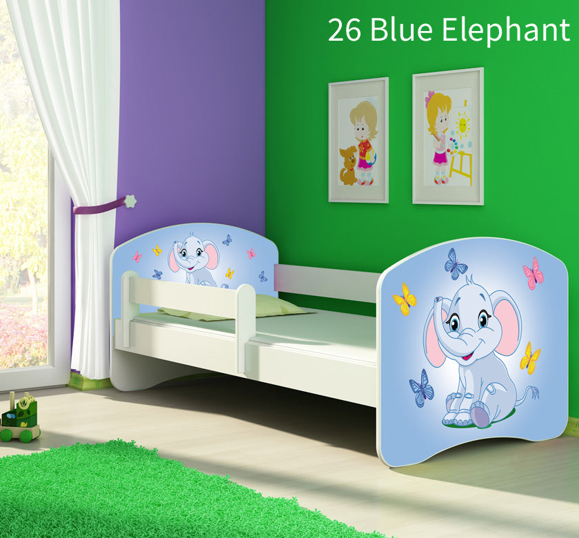 Dječji krevet ACMA s motivom, bočna bijela 160x80 cm 26 Blue Elephant