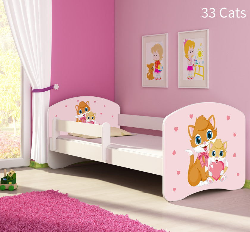 Dječji krevet ACMA s motivom, bočna bijela 180x80 cm 33 Cats