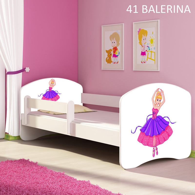 Dječji krevet ACMA s motivom, bočna bijela 160x80 cm 41 Balerina