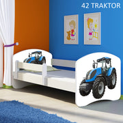 Dječji krevet ACMA s motivom, bočna bijela 180x80 cm 42 Traktor