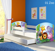 Dječji krevet ACMA s motivom, bočna bijela + ladica 180x80 cm
