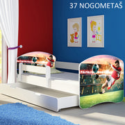 Dječji krevet ACMA s motivom, bočna bijela + ladica 140x70 cm 37 Nogometaš
