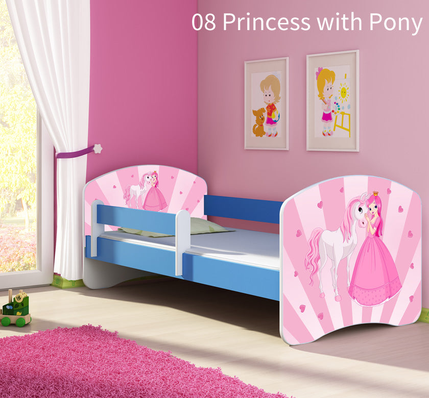Dječji krevet ACMA s motivom, bočna plava 180x80 cm 08 Princess with Pony