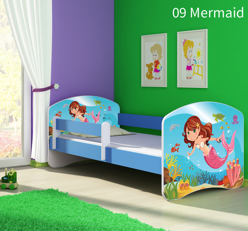 Dječji krevet ACMA s motivom, bočna plava 160x80 cm 09 Mermaid