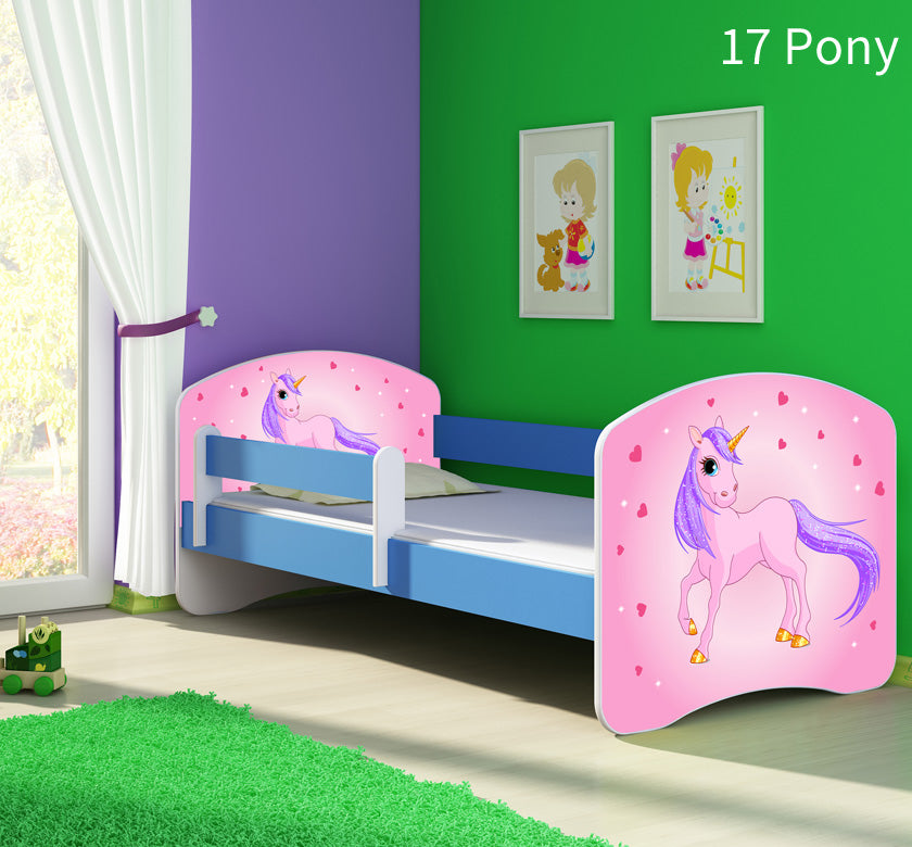 Dječji krevet ACMA s motivom, bočna plava 160x80 cm 17 Pony