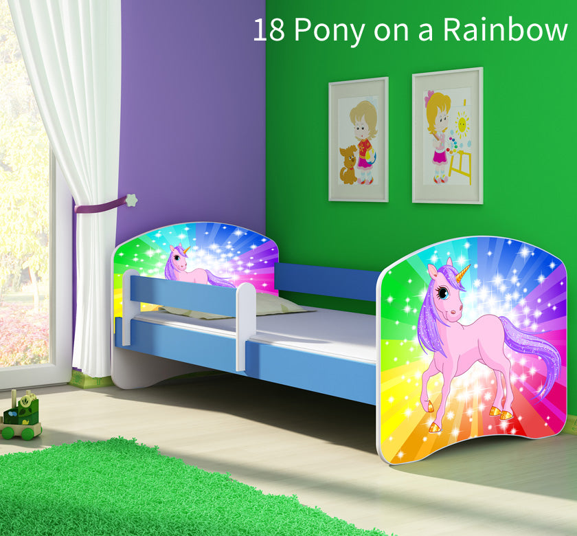 Dječji krevet ACMA s motivom, bočna plava 180x80 cm 18 Pony on a rainbow