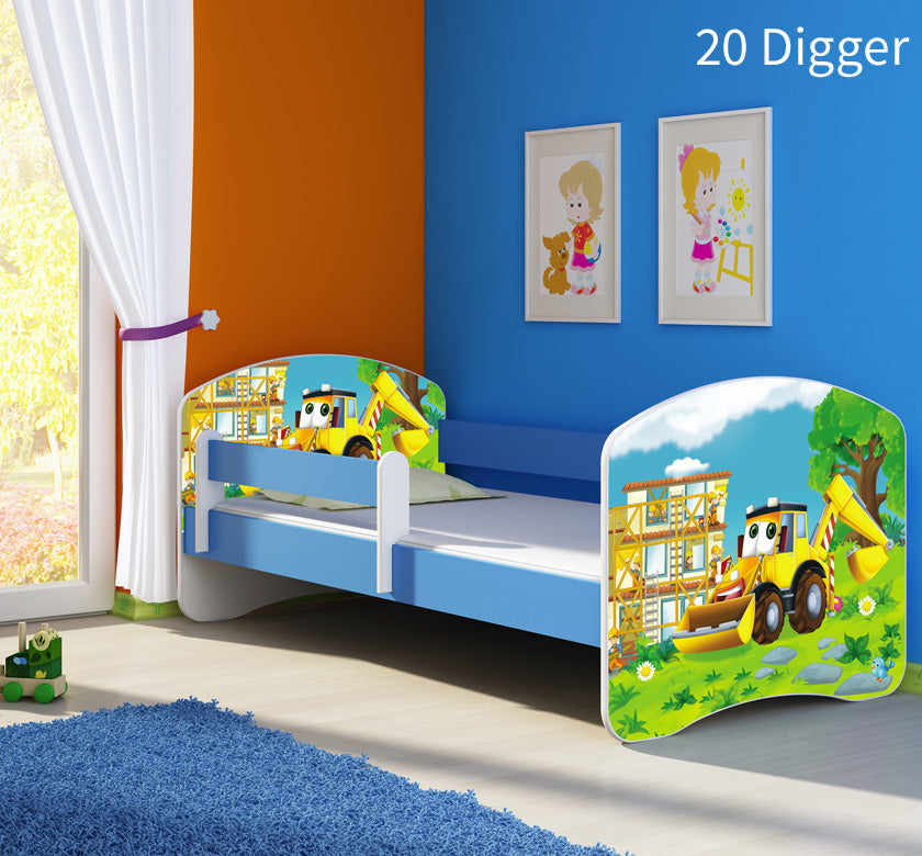 Dječji krevet ACMA s motivom, bočna plava 180x80 cm 20 Digger