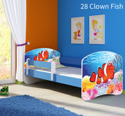 Dječji krevet ACMA s motivom, bočna plava 140x70 cm 28 Clown Fish