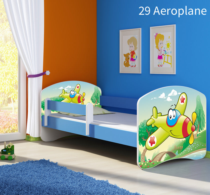 Dječji krevet ACMA s motivom, bočna plava 160x80 cm 29 Aeroplane