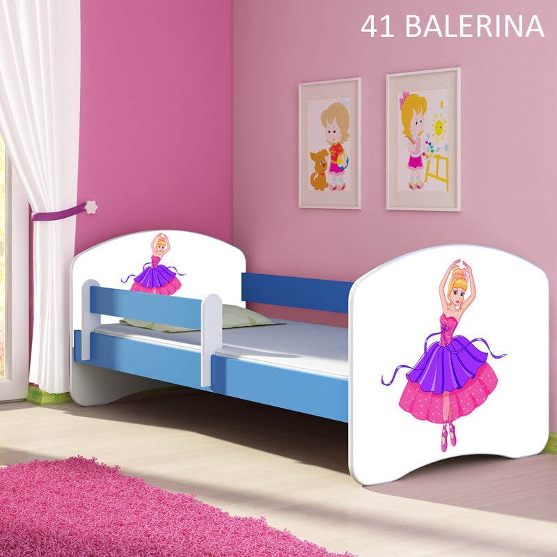 Dječji krevet ACMA s motivom, bočna plava 140x70 cm 41 Balerina