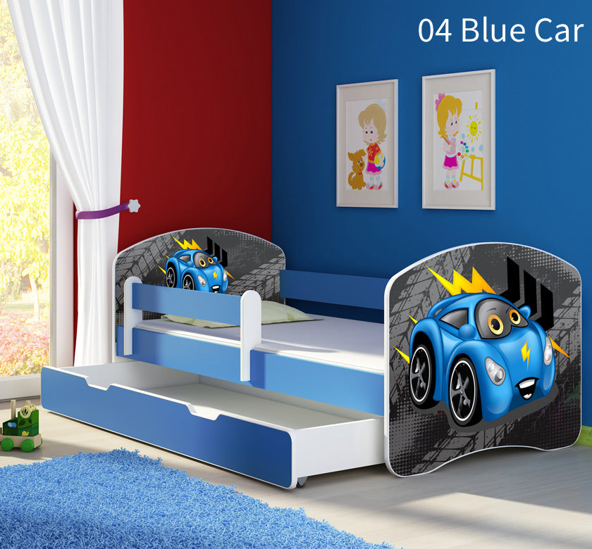 Dječji krevet ACMA s motivom, bočna plava + ladica 180x80 cm 04 Blue Car