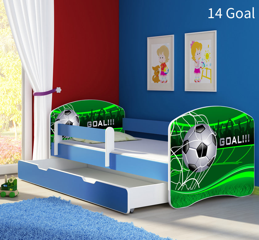 Dječji krevet ACMA s motivom, bočna plava + ladica 180x80 cm 14 Goal