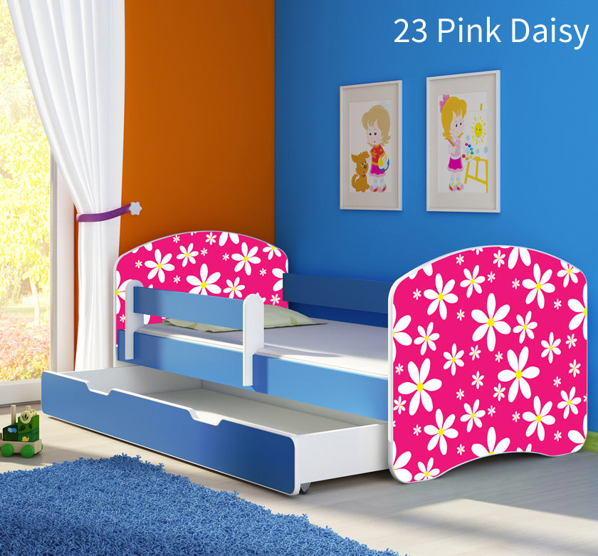 Dječji krevet ACMA s motivom, bočna plava + ladica 180x80 cm 23 Pink Daisy