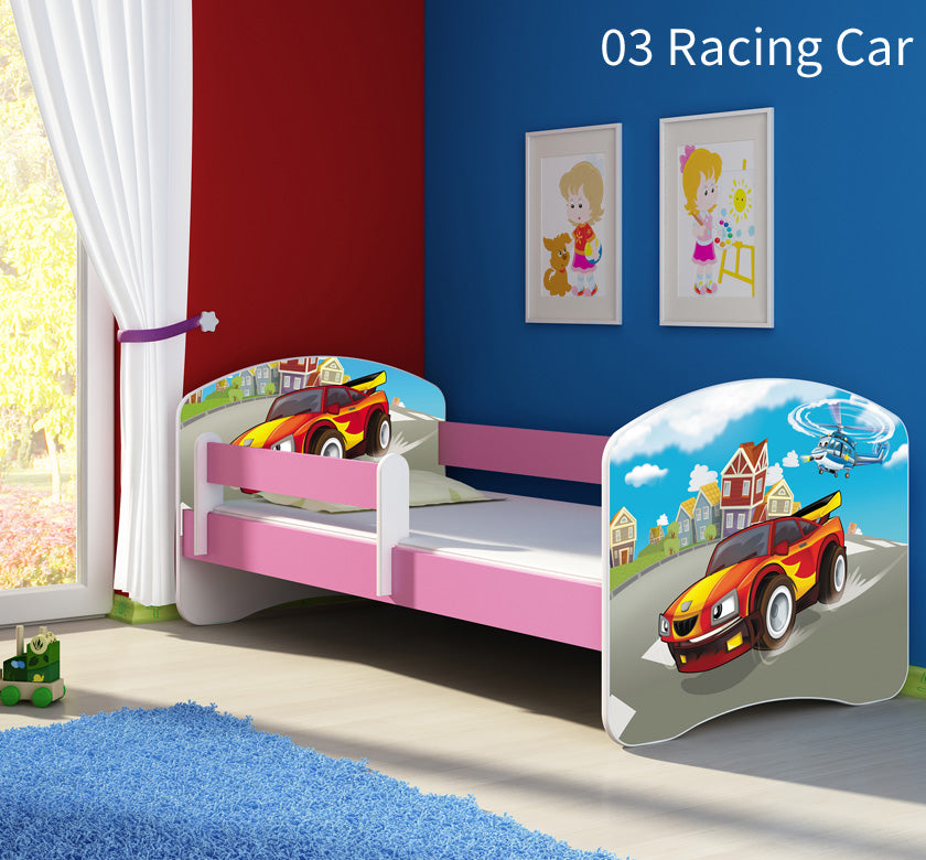 Dječji krevet ACMA s motivom, bočna roza 180x80 cm 03 Racing Car