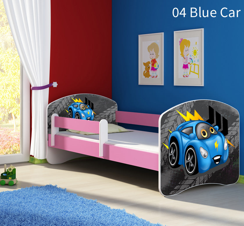 Dječji krevet ACMA s motivom, bočna roza 160x80 cm 04 Blue Car