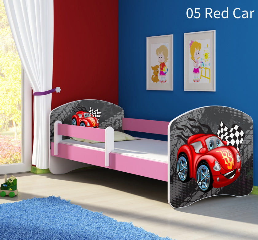 Dječji krevet ACMA s motivom, bočna roza 180x80 cm 05 Red Car