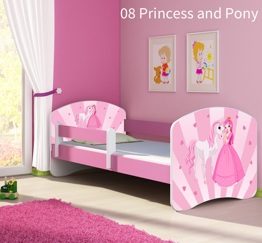 Dječji krevet ACMA s motivom, bočna roza 180x80 cm 08 Princess with Pony