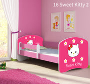Dječji krevet ACMA s motivom, bočna roza 140x70 cm 16 Sweet Kitty 2