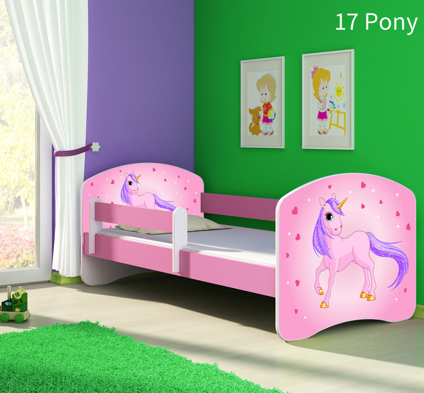 Dječji krevet ACMA s motivom, bočna roza 140x70 cm 17 Pony