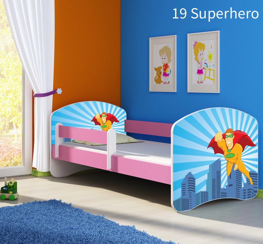 Dječji krevet ACMA s motivom, bočna roza 180x80 cm 19 Superhero