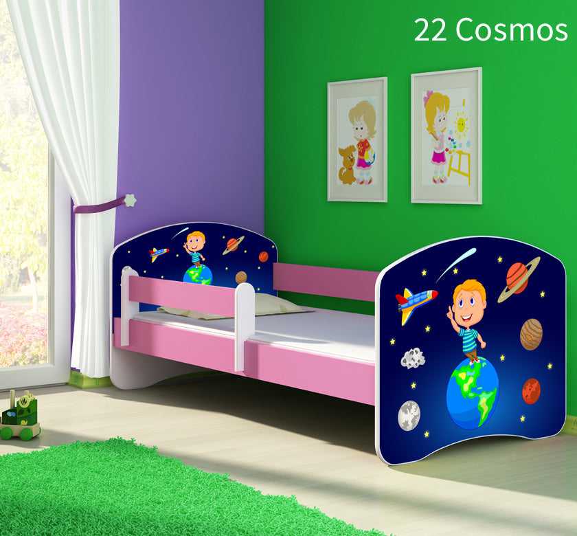 Dječji krevet ACMA s motivom, bočna roza 140x70 cm 22 Cosmos