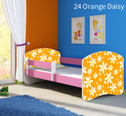 Dječji krevet ACMA s motivom, bočna roza 140x70 cm 24 Orange Daisy