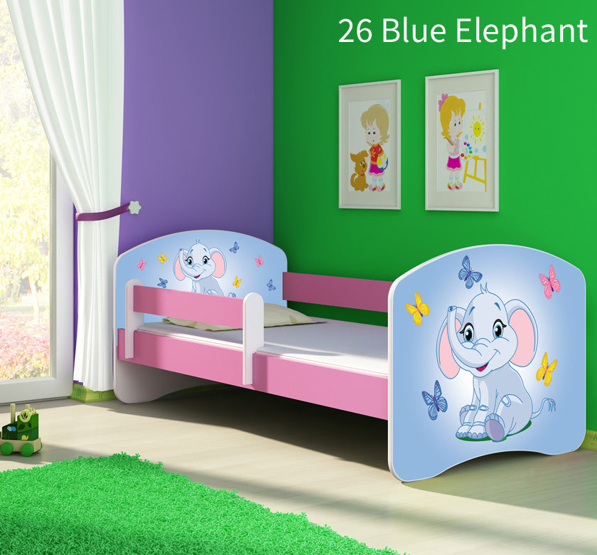Dječji krevet ACMA s motivom, bočna roza 180x80 cm 26 Blue Elephant