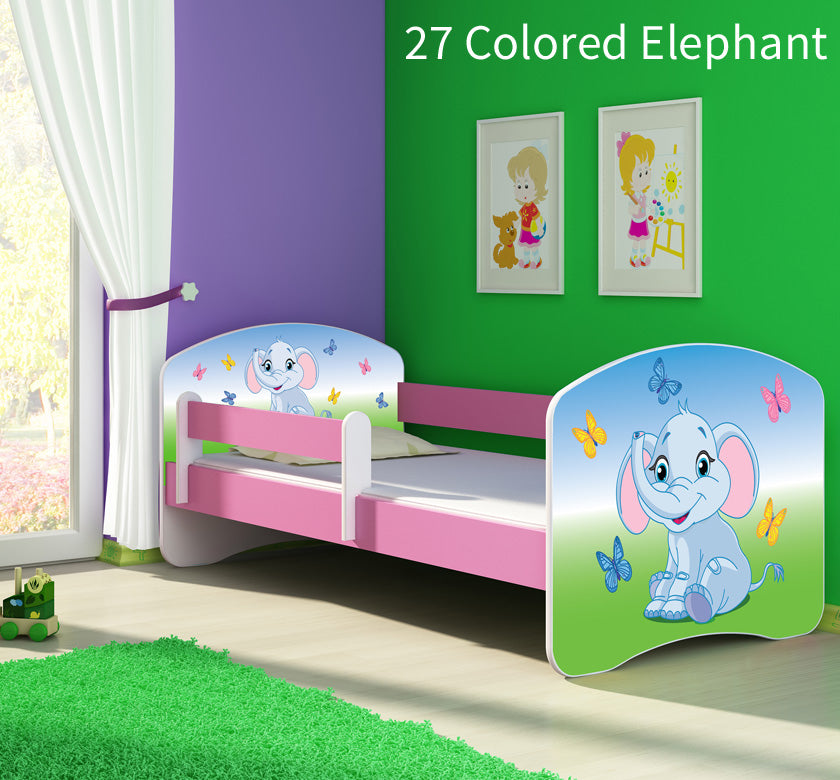 Dječji krevet ACMA s motivom, bočna roza 180x80 cm 27 Colored Elephant