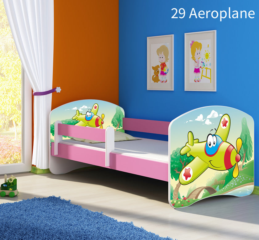 Dječji krevet ACMA s motivom, bočna roza 140x70 cm 29 Aeroplane