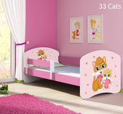 Dječji krevet ACMA s motivom, bočna roza 140x70 cm 33 Cats
