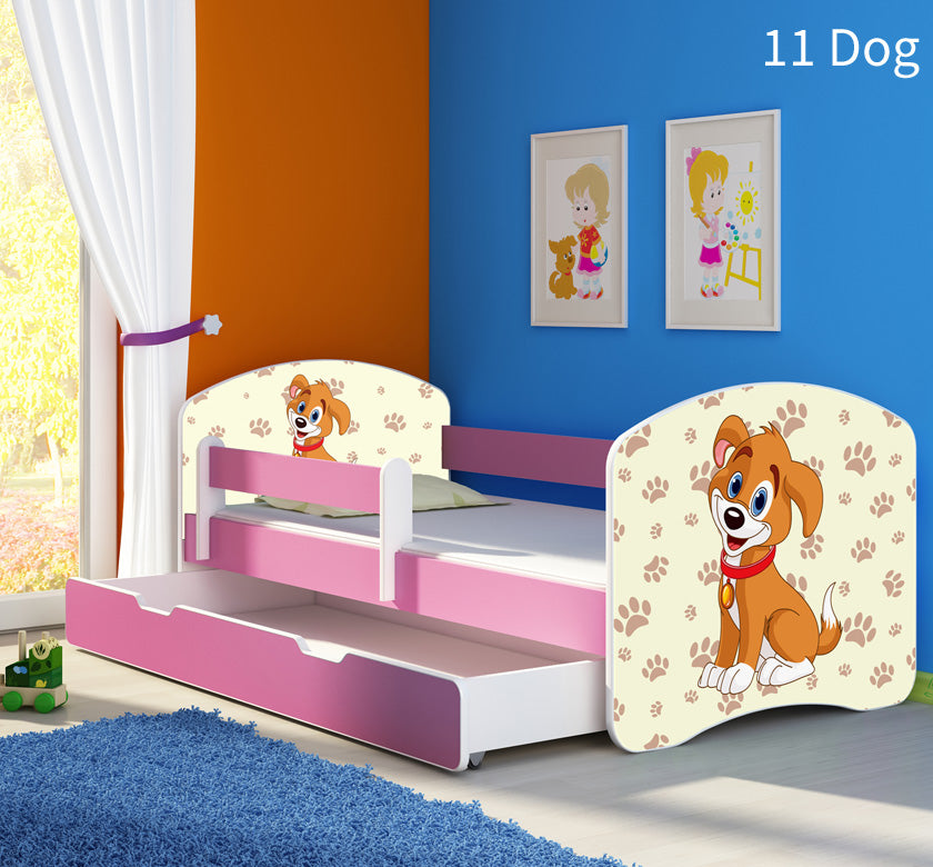 Dječji krevet ACMA s motivom, bočna roza + ladica 180x80 cm 11 Dog