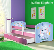 Dječji krevet ACMA s motivom, bočna roza + ladica 180x80 cm 26 Blue Elephant