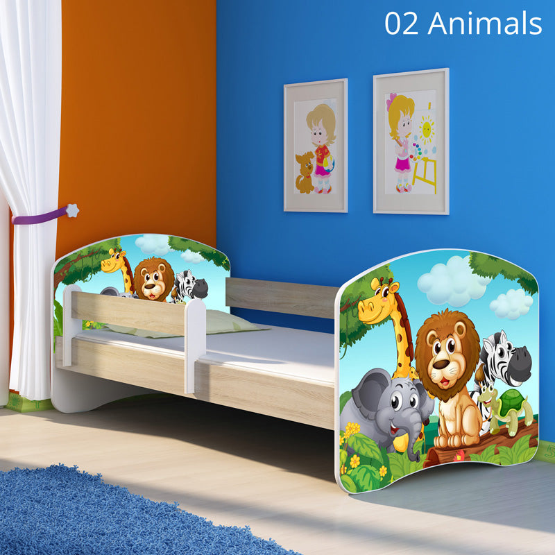 Dječji krevet ACMA s motivom, bočna sonoma 180x80 cm 02 Animals