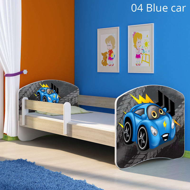 Dječji krevet ACMA s motivom, bočna sonoma 180x80 cm 04 Blue Car