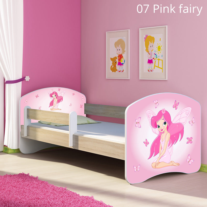 Dječji krevet ACMA s motivom, bočna sonoma 160x80 cm 07 Pink Fairy