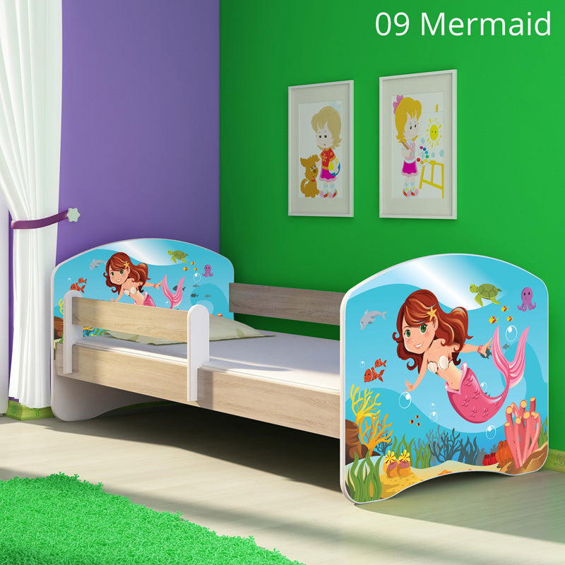 Dječji krevet ACMA s motivom, bočna sonoma 140x70 cm 09 Mermaid
