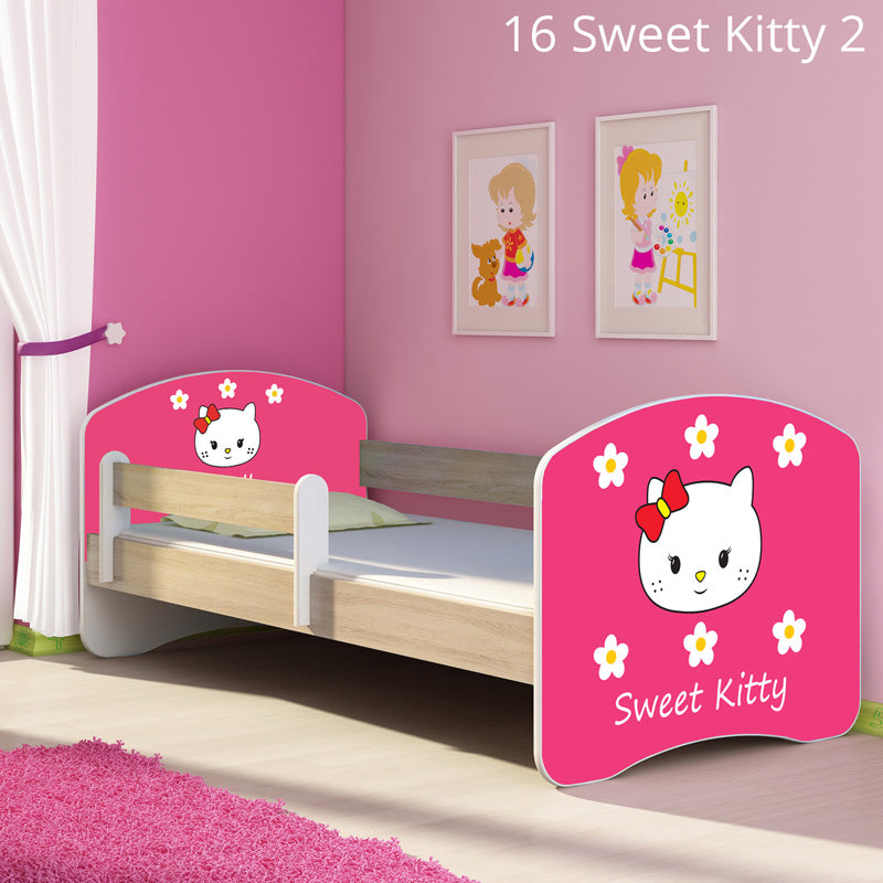 Dječji krevet ACMA s motivom, bočna sonoma 140x70 cm 16 Sweet Kitty 2