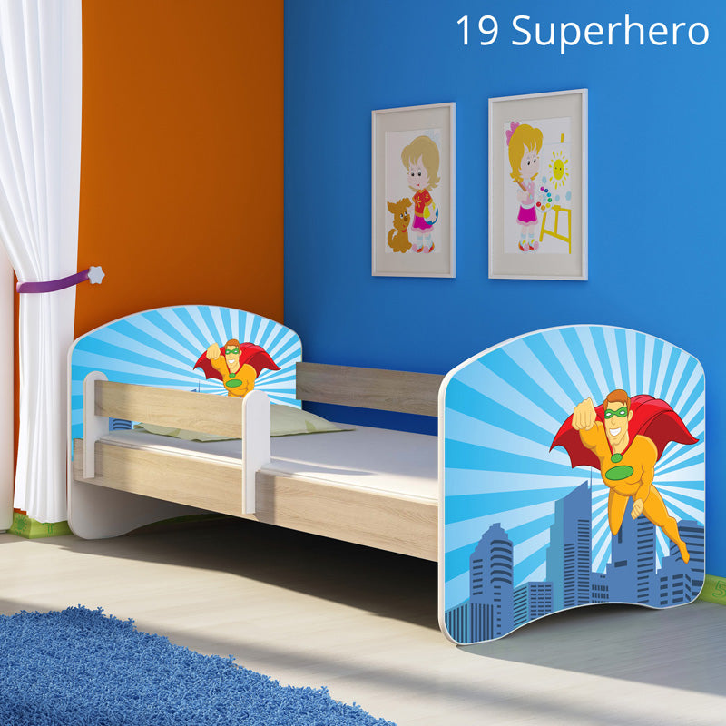 Dječji krevet ACMA s motivom, bočna sonoma 180x80 cm 19 Superhero