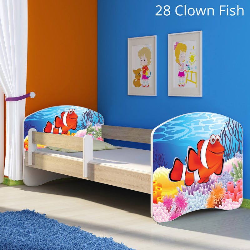 Dječji krevet ACMA s motivom, bočna sonoma 160x80 cm 28 Clown Fish