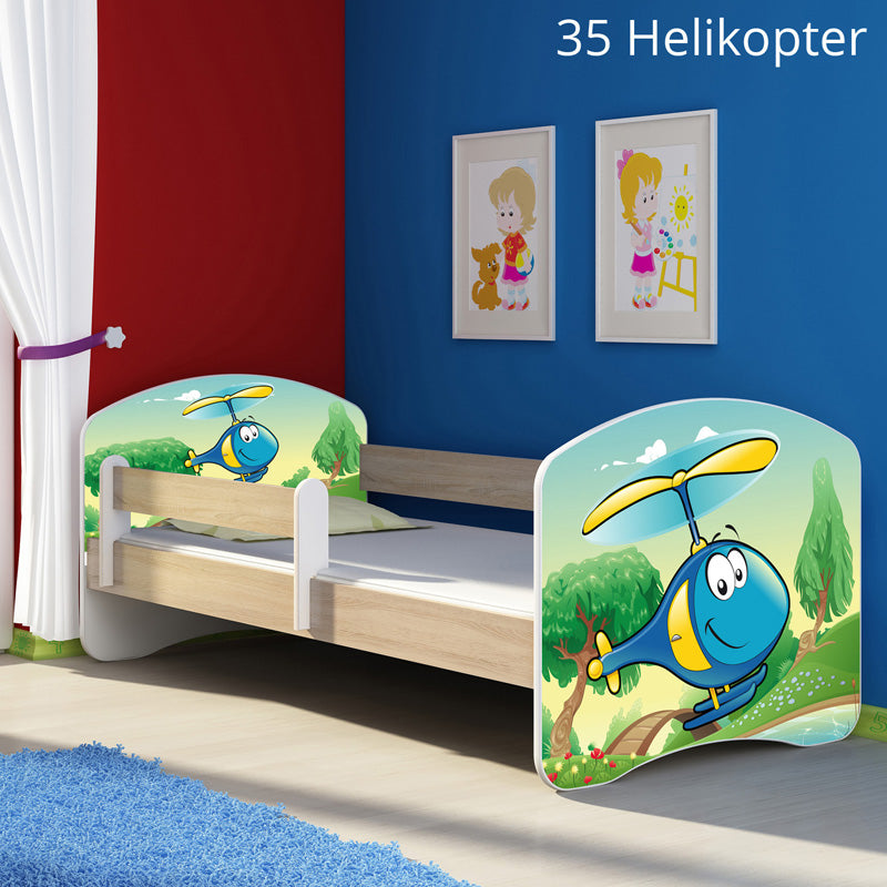Dječji krevet ACMA s motivom, bočna sonoma 160x80 cm 35 Helikopter