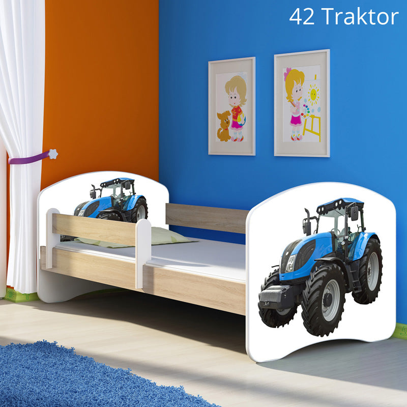 Dječji krevet ACMA s motivom, bočna sonoma 160x80 cm 42 Traktor