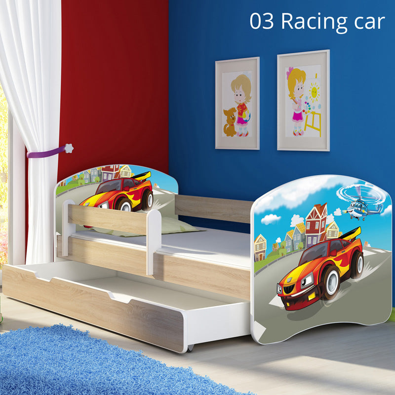 Dječji krevet ACMA s motivom, bočna sonoma + ladica 180x80 cm 03 Racing Car