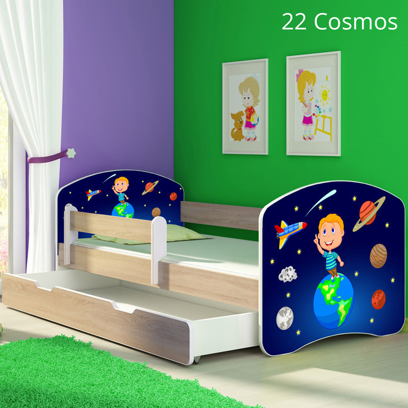 Dječji krevet ACMA s motivom, bočna sonoma + ladica 160x80 cm 22 Cosmos